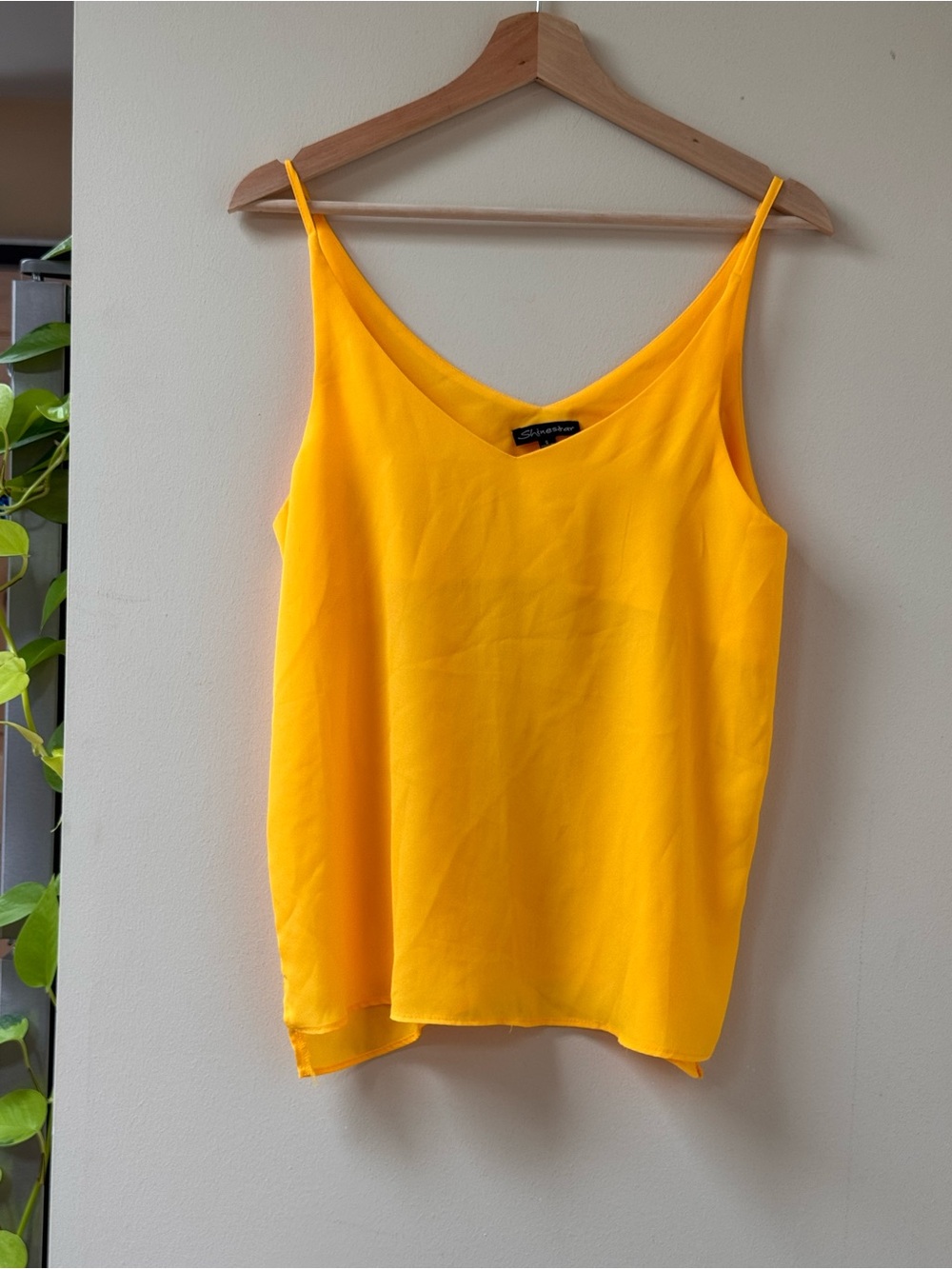 Shinestar Bright Yellow Satin V-Neck Camisole
